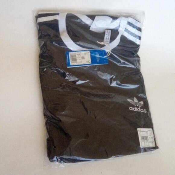 Adidas Adicolor Long Sleeve Black & White Slim Fit T-Shirt 3-Stripes  Men’s 2XL - Picture 7 of 10